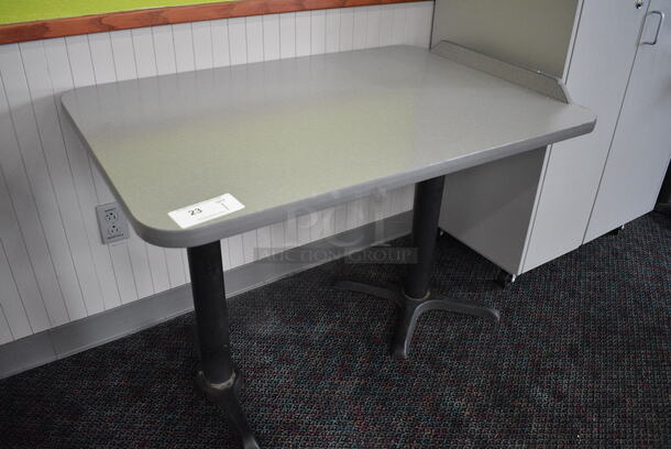 Gray Table on 2 Black Metal Table Bases. 42x28x30 - Image 3 of 3