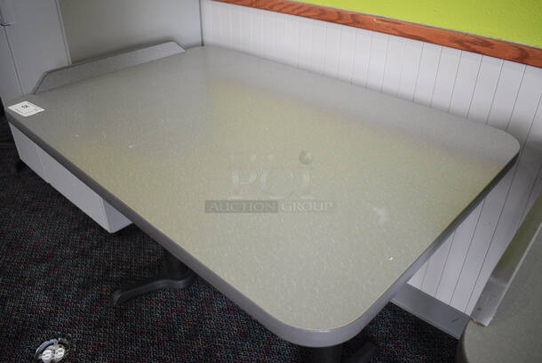 Gray Table on 2 Black Metal Straight Leg Table Bases. 42x28x31 - Image 3 of 3