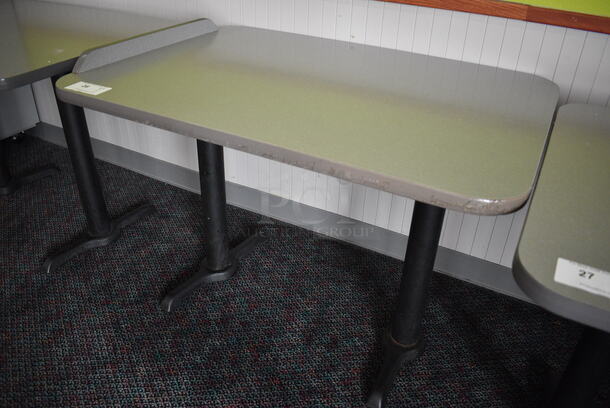Gray Table on 2 Black Metal Straight Leg Table Bases. 42x30x31 - Image 2 of 4