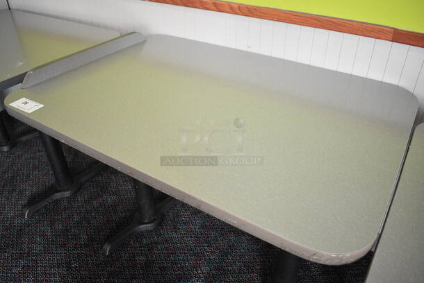 Gray Table on 2 Black Metal Straight Leg Table Bases. 42x30x31 - Image 3 of 4