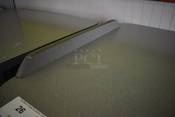 Gray Table on 2 Black Metal Straight Leg Table Bases. 42x30x31 - Image 4 of 4