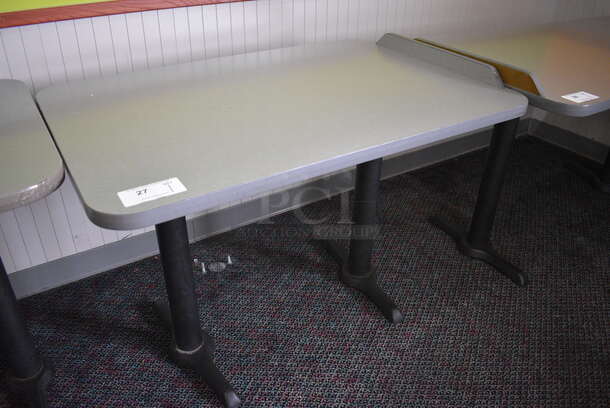 Gray Table on 2 Black Metal Straight Leg Table Bases. 42x28x31 - Image 2 of 3