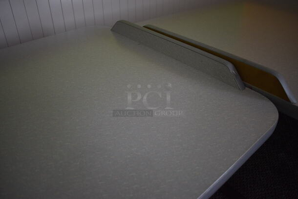 Gray Table on 2 Black Metal Straight Leg Table Bases. 42x28x31 - Image 3 of 3
