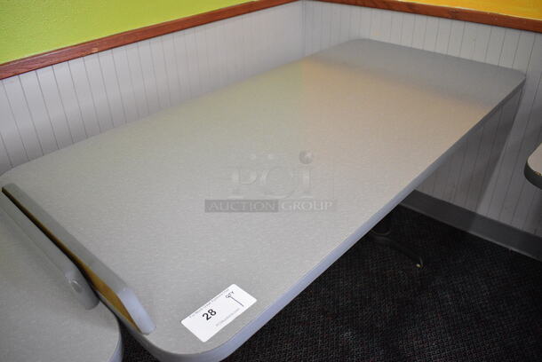 Gray Table on 2 Black Metal Straight Leg Table Bases. 60x28x31 - Image 2 of 3