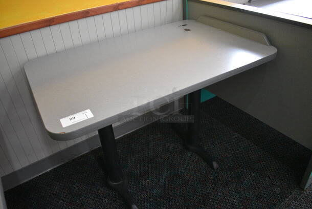 Gray Table on 2 Black Metal Straight Leg Table Bases. 42x28x31 - Image 2 of 4