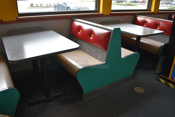 ALL ONE MONEY! Lot of 2 Single Sided Blue / Red Booths, 4 Double Sided Blue / Red Booths and 5 Gray Tables! Booths: 42x24x35.5, 42x45x35.5. Tables: 42x28x31. BUYER MUST REMOVE - Image 8 of 8