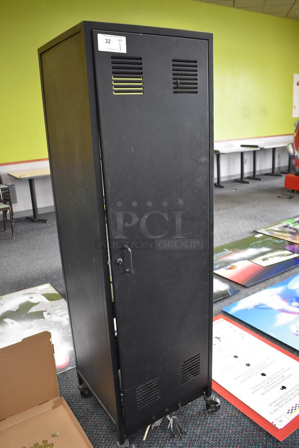 Black Metal AV Cabinet on Commercial Casters. 21x20x70 - Image 2 of 9