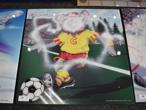 Picture of Chuck E Cheese Style Soccer Player. 44x1x44