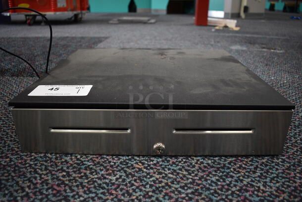 Black Metal Cash Drawer w/ Chrome Front. 18x16.5x4 - Image 1 of 4