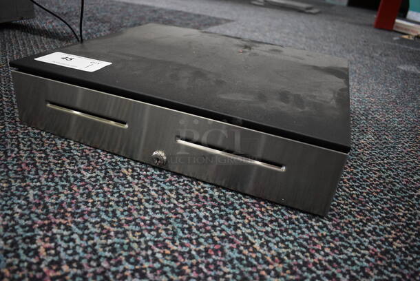 Black Metal Cash Drawer w/ Chrome Front. 18x16.5x4 - Image 2 of 4