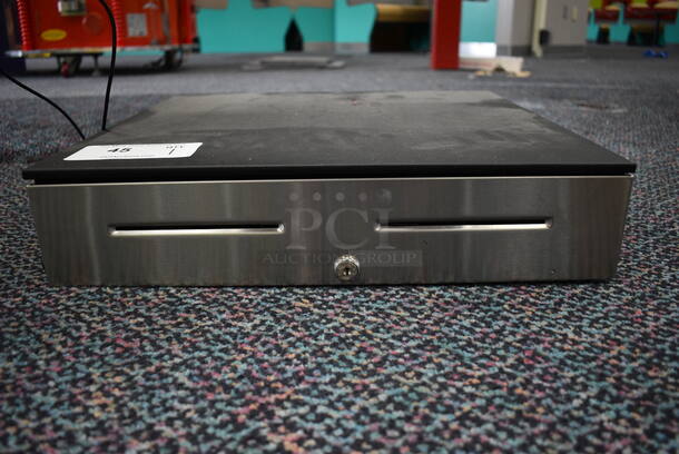 Black Metal Cash Drawer w/ Chrome Front. 18x16.5x4 - Image 4 of 4