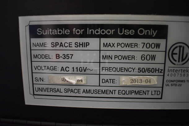 2013 Universal Space Amusement Model B-357 Metal Space Ship Arcade Game on Commercial Casters. 110 Volts, 1 Phase. 34x50x65 - Image 11 of 12