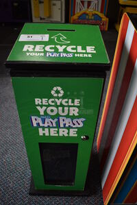 Black and Green Game Card Play Pass Recycling Bin. 14x14x34