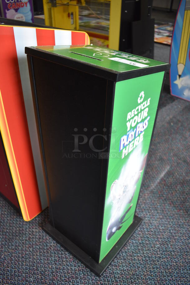 Black and Green Game Card Play Pass Recycling Bin. 14x14x34 - Image 6 of 6