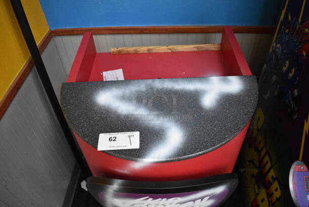 Red and Black Floor Style Kid Check Counter w/ Various Chuck E Cheese Tickets. 24x27x43 - Image 7 of 7