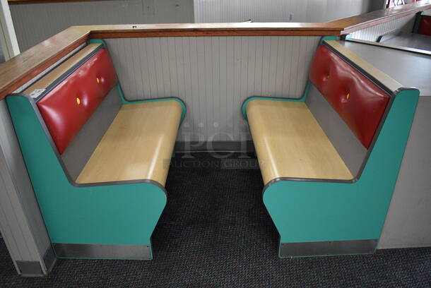 ALL ONE MONEY! Lot of 2 Single Sided Blue / Red Booths. 42x24x35.5. BUYER MUST REMOVE - Image 1 of 3