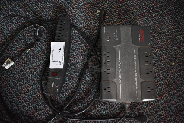 ALL ONE MONEY! Lot of 2 Items; APC Back UPS ES 350 Power Surge Protector and Power Strip. 12x2.5x1.5, 10.5x6.5x3.5
