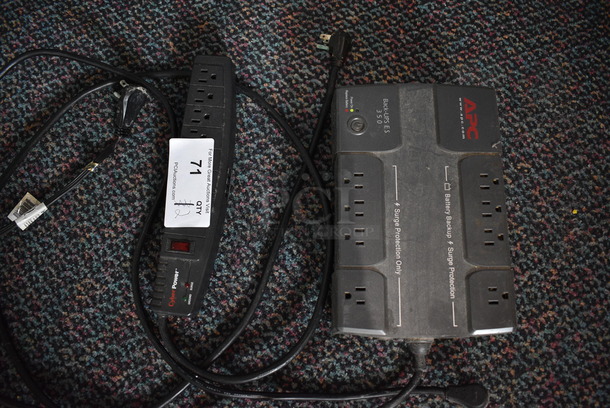 ALL ONE MONEY! Lot of 2 Items; APC Back UPS ES 350 Power Surge Protector and Power Strip. 12x2.5x1.5, 10.5x6.5x3.5 - Image 1 of 4