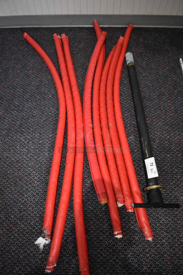 8 Red Stanchion Ropes and 1 Metal Pole. Includes 48
