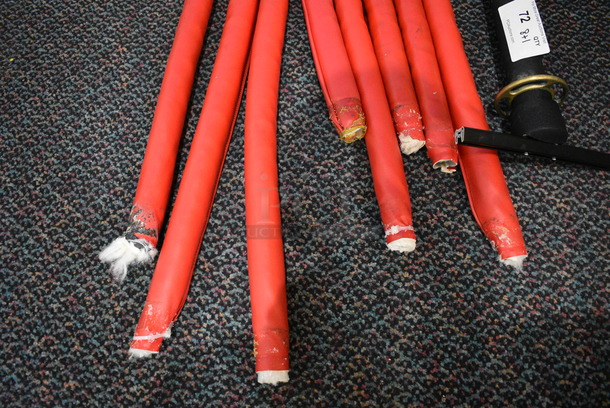 8 Red Stanchion Ropes and 1 Metal Pole. Includes 48", 60". 8 Times Your Bid! - Image 3 of 4