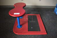 Red, Blue and Black Metal Stool for Arcade Game. 33x31x18