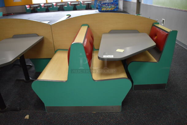 ALL ONE MONEY! Lot of 2 Single Sided Blue / Red Booths, 6 Double Sided Blue / Red Booths and 6 Gray Tables! Booths: 42x24x35.5, 60x45x35.5. Tables: 60x30x31, 60x28x31, 42x28x31. BUYER MUST REMOVE - Image 2 of 7