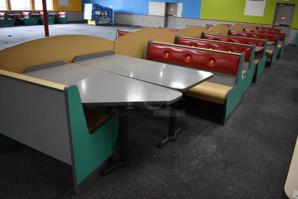 ALL ONE MONEY! Lot of 2 Single Sided Blue / Red Booths, 6 Double Sided Blue / Red Booths and 6 Gray Tables! Booths: 42x24x35.5, 60x45x35.5. Tables: 60x30x31, 60x28x31, 42x28x31. BUYER MUST REMOVE - Image 7 of 7