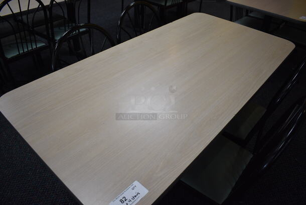 ALL ONE MONEY! Lot of Table w/ 2 Metal Table Bases and 4 Black Metal Dining Chairs w/ Green Seat! 60x30x30, 17x17x36 - Image 6 of 6