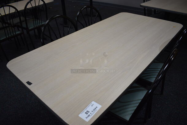 ALL ONE MONEY! Lot of Table w/ 2 Metal Table Bases and 4 Black Metal Dining Chairs w/ Green Seat! 60x30x30, 17x17x36 - Image 3 of 4