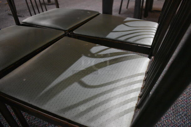 ALL ONE MONEY! Lot of Table w/ 2 Metal Table Bases and 4 Black Metal Dining Chairs w/ Green Seat! 60x30x30, 17x17x36 - Image 4 of 4