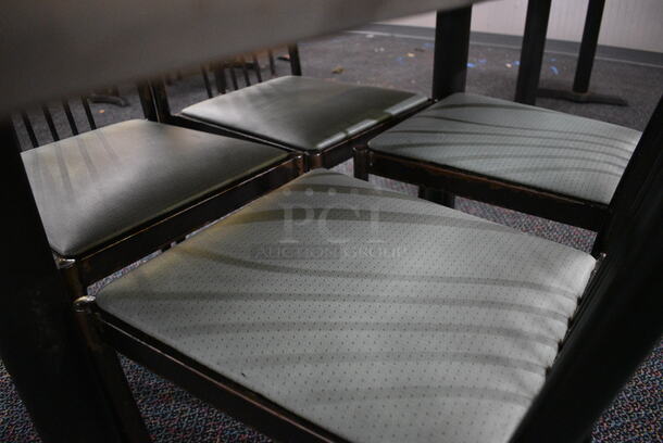 ALL ONE MONEY! Lot of Table w/ 2 Metal Table Bases and 4 Black Metal Dining Chairs w/ Green Seat! 60x30x30, 17x17x36 - Image 2 of 3