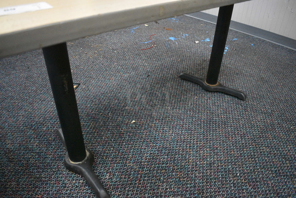 Table on 2 Black Metal Straight Leg Table Bases. 60x30x30 - Image 3 of 3