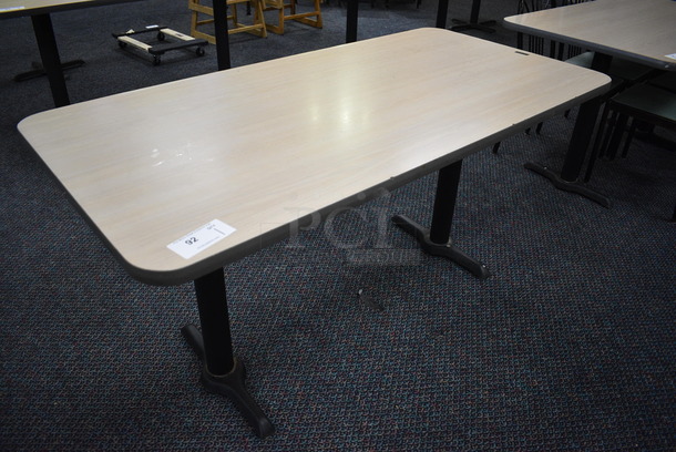 Table on 2 Black Metal Straight Leg Table Bases. 60x30x30 - Image 1 of 3