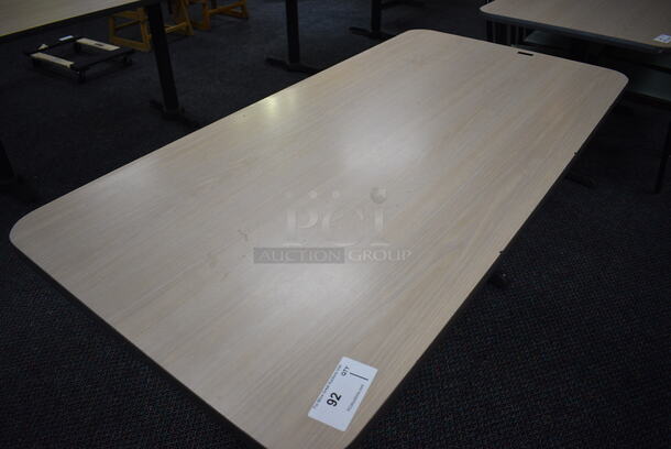 Table on 2 Black Metal Straight Leg Table Bases. 60x30x30 - Image 2 of 3