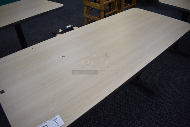 Table on 2 Black Metal Straight Leg Table Bases. 60x26x30 - Image 2 of 4