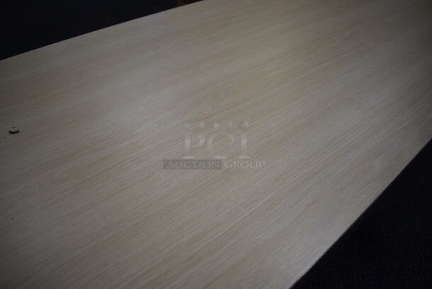 Table on 2 Black Metal Straight Leg Table Bases. 60x26x30 - Image 3 of 4