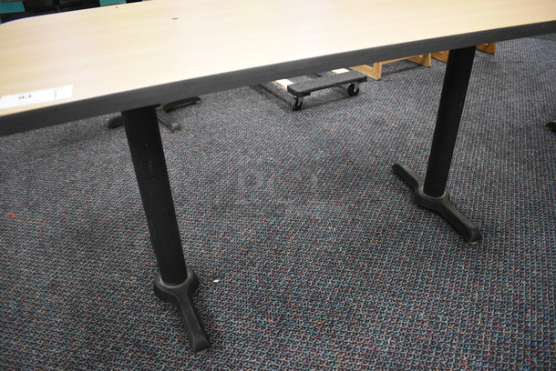 Table on 2 Black Metal Straight Leg Table Bases. 60x26x30 - Image 4 of 4