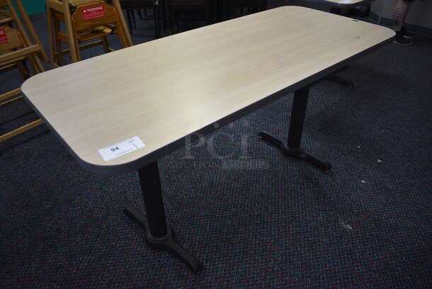 Table on 2 Black Metal Straight Leg Table Bases. 60x26x30