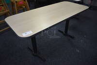 Table on 2 Black Metal Straight Leg Table Bases. 60x26x30