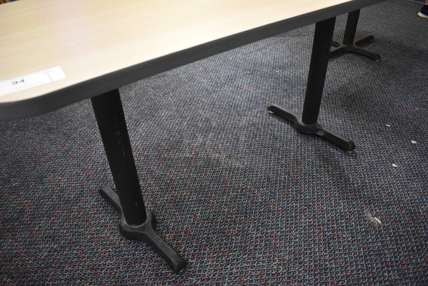 Table on 2 Black Metal Straight Leg Table Bases. 60x26x30 - Image 3 of 4