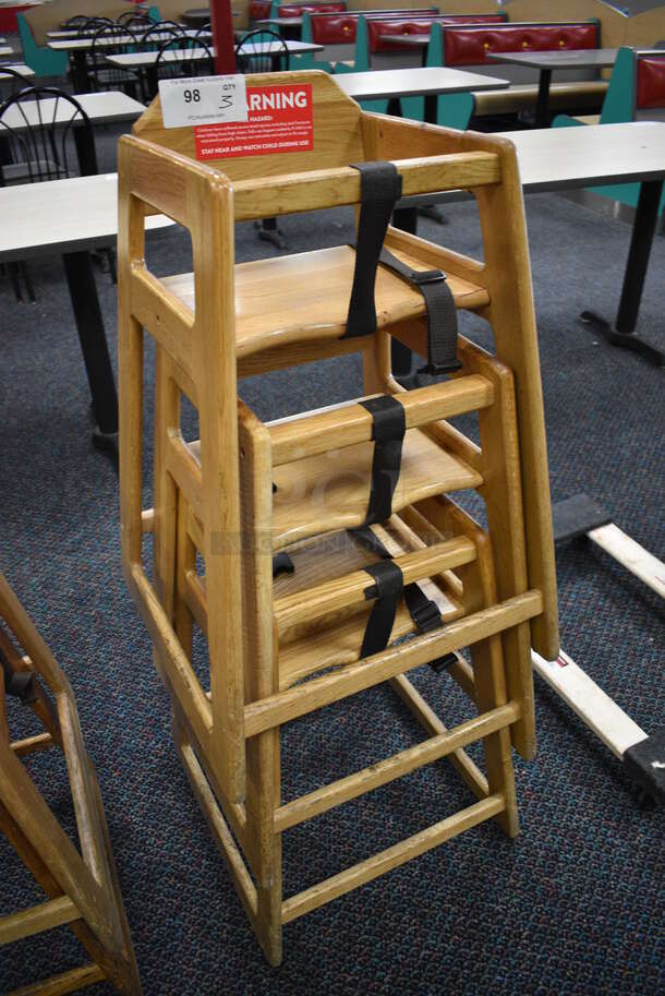 3 Wood Pattern High Chairs. 19x20x29. 3 Times Your Bid! - Image 2 of 3