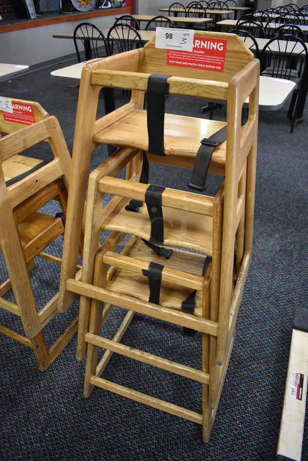 3 Wood Pattern High Chairs. 19x20x29. 3 Times Your Bid! - Image 3 of 3