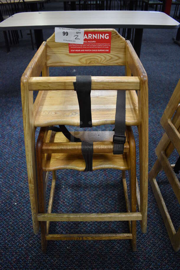 2 Wood Pattern High Chairs. 19x20x29. 2 Times Your Bid! - Image 1 of 4