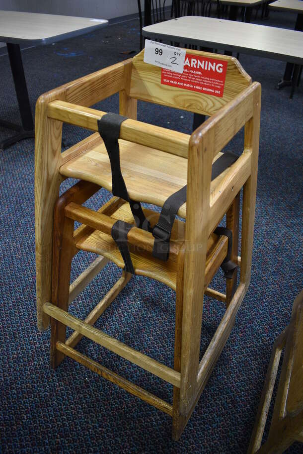 2 Wood Pattern High Chairs. 19x20x29. 2 Times Your Bid! - Image 2 of 4