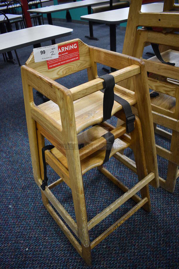 2 Wood Pattern High Chairs. 19x20x29. 2 Times Your Bid! - Image 3 of 4