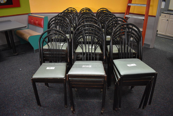 4 Black Metal Dining Chairs w/ Green Seats. Stock Picture - Cosmetic Condition May Vary. 17x17x36. 4 Times Your Bid! - Image 5 of 5
