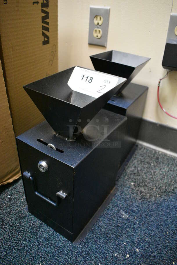 2 Black Metal Countertop Boxes w/ Funnel. 6x8x12. 2 Times Your Bid! - Image 2 of 4