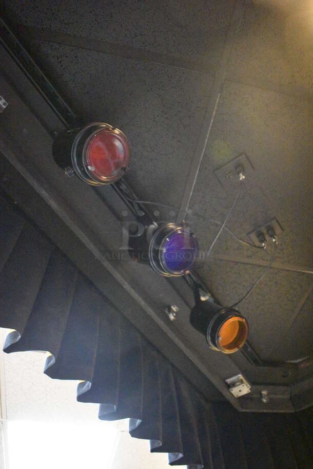 18 Black Metal Stage Lights. (12 Are Mounted To The Ceiling and 6 Are Sitting On The Stage) 6x6x12. 18 Times Your Bid! BUYER MUST REMOVE - Image 4 of 9