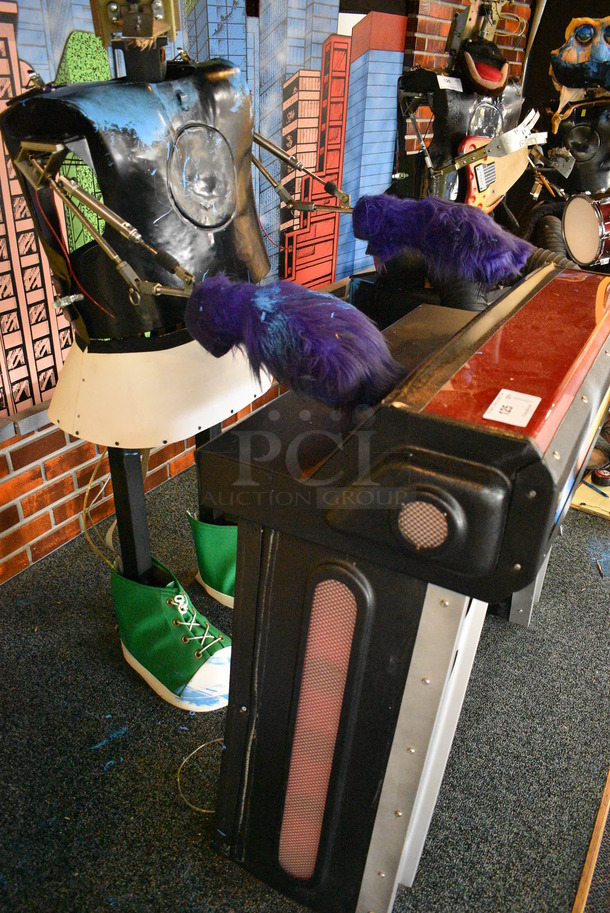 Metal Animatronic Band Member w/ Green Shoes, 2 Purple Hands and Fake Piano. 24x32x64, 40x20x38. BUYER MUST REMOVE - Image 6 of 8