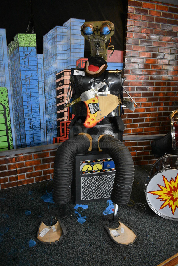 Metal Animatronic Band Member w/ Fake Guitar and Fake Amp. 30x29x69 BUYER MUST REMOVE